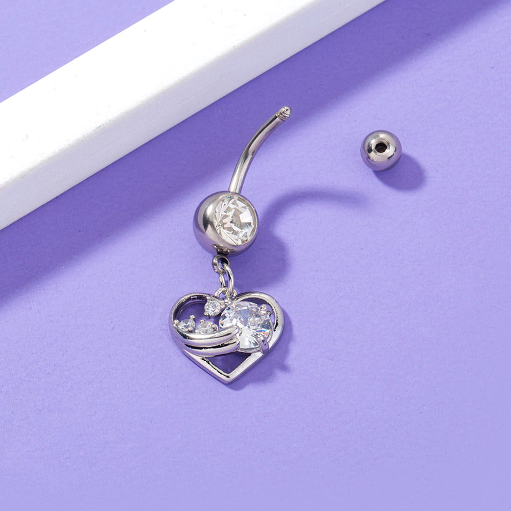 Stainless Steel Heart Navel Ring
