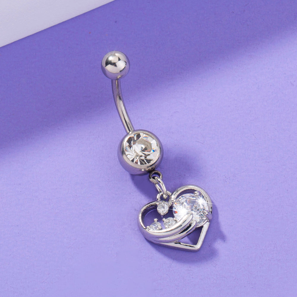 Stainless Steel Heart Navel Ring