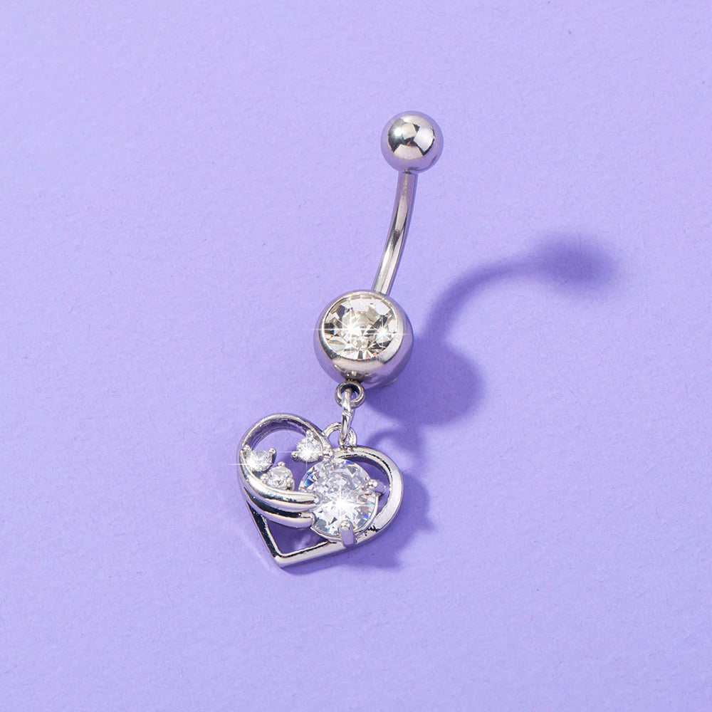 Stainless Steel Heart Navel Ring