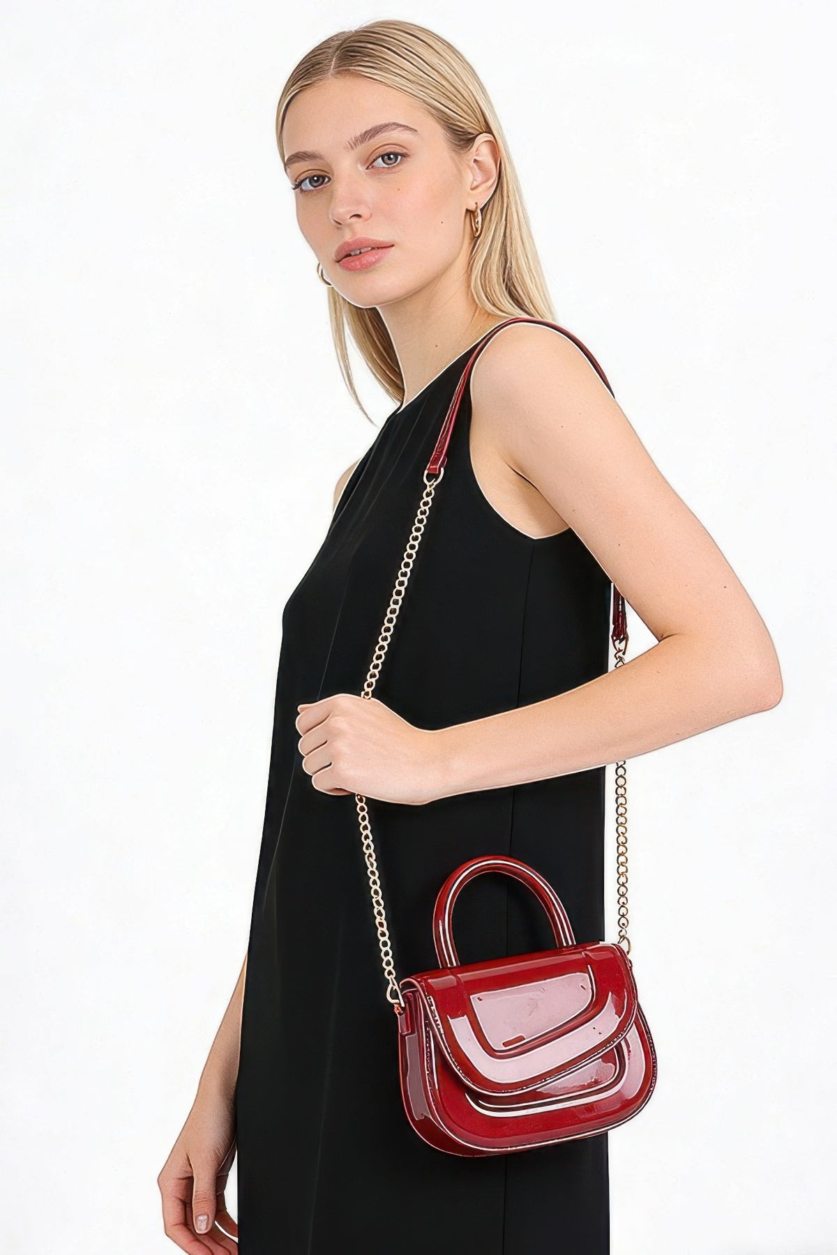 Patent Leather Top Handle Bag