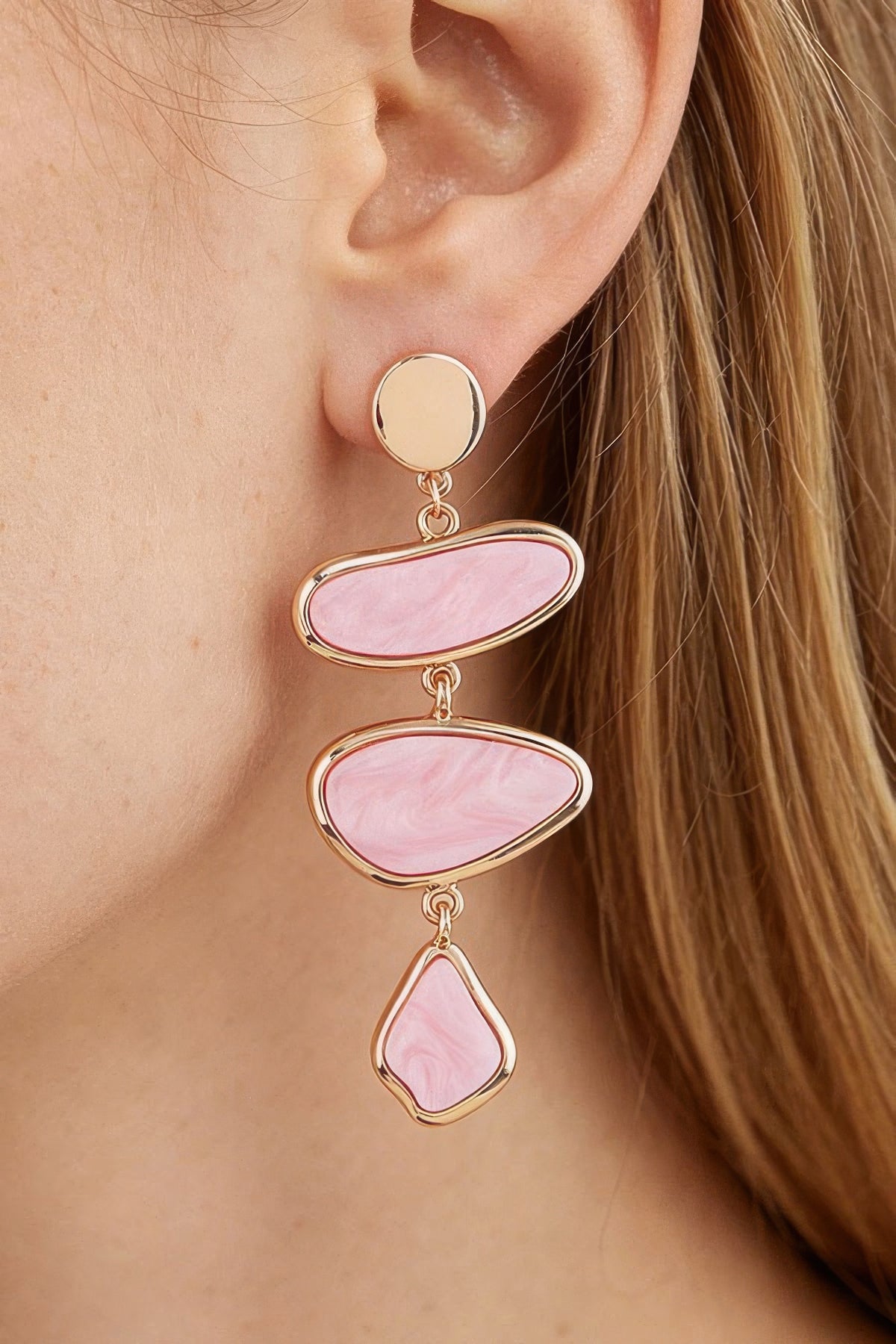 Multi Marble Stone Drop Earrings