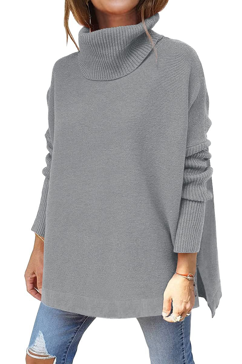 Turtleneck Sweater Mid Length Batwing Sleeve